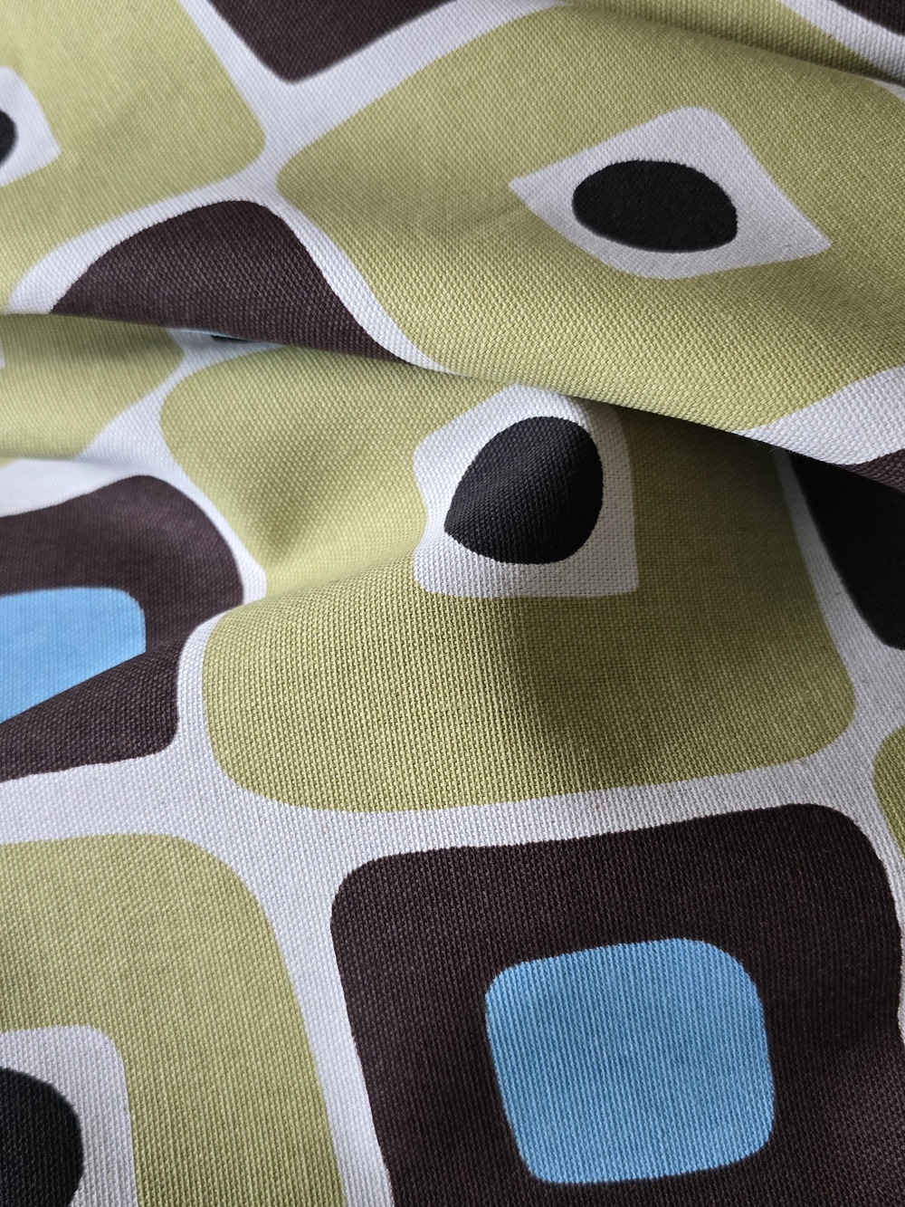 Home Accents Mid-Century Geometric Decorative Fabric - Olive Green & Blue 3 Yard